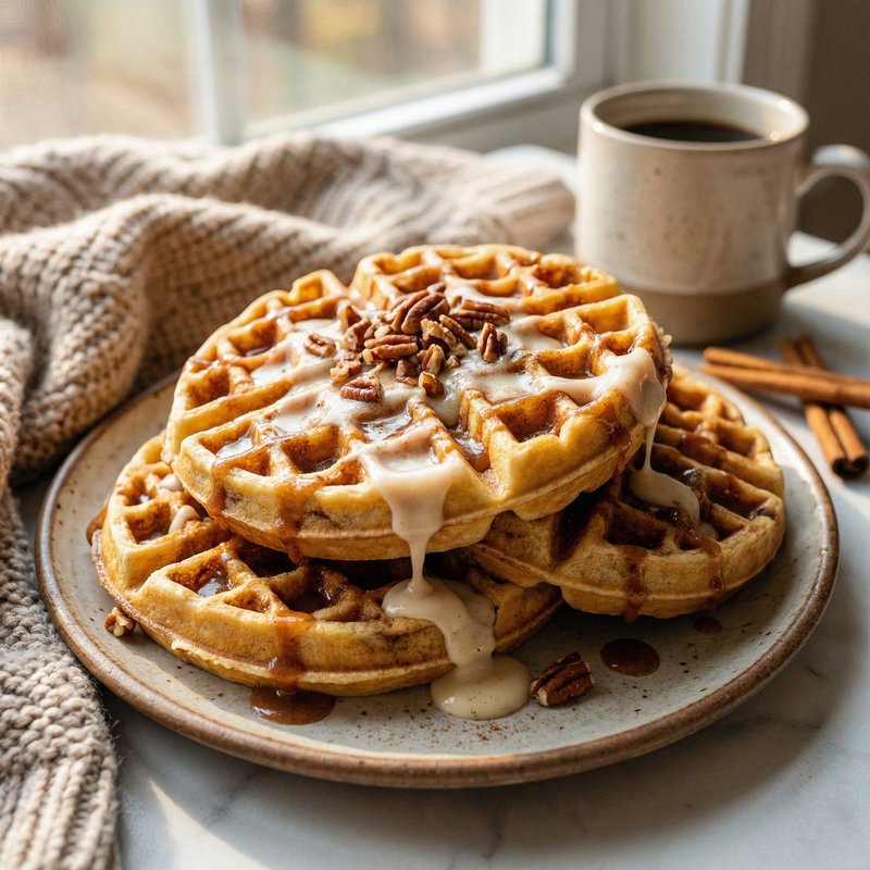 Cinnamon Roll Protein Waffles