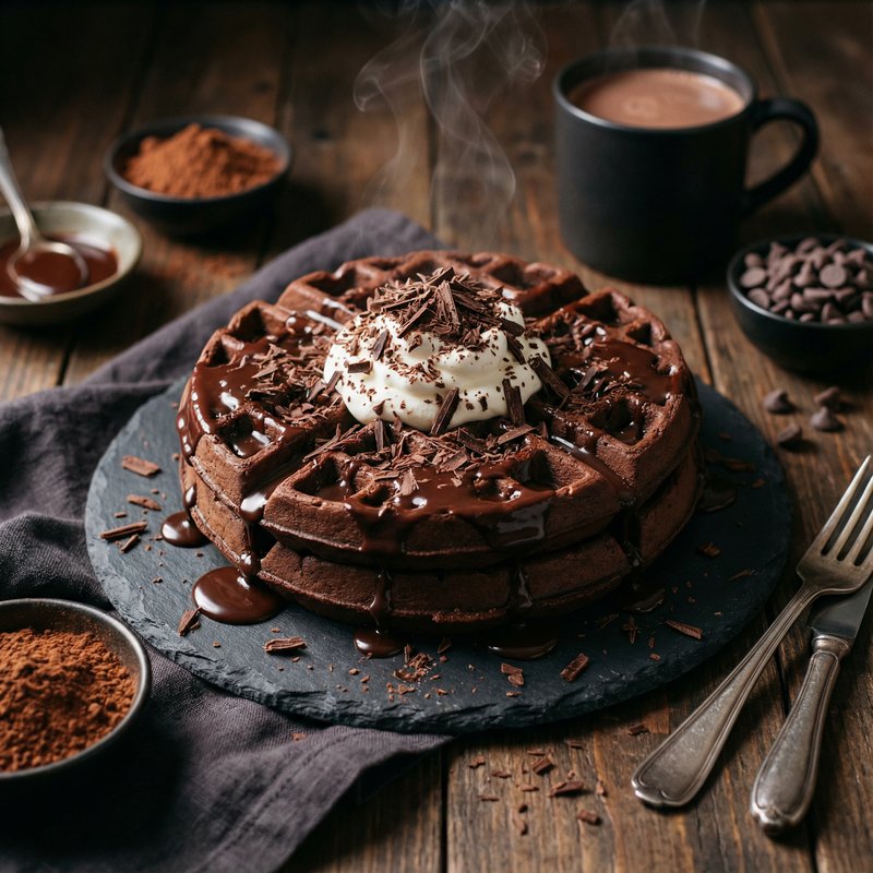 Double Chocolate Protein Waffles