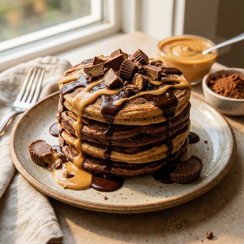 Peanut Butter Cup Protein Pancakes